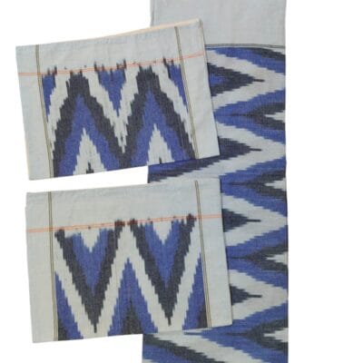 Blue Chevron Handwoven Ikat Cotton Bedsheet Set