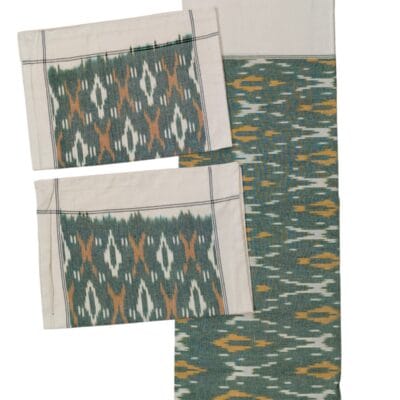 Forest Green & Copper Handwoven Ikat Cotton Bedsheet Set