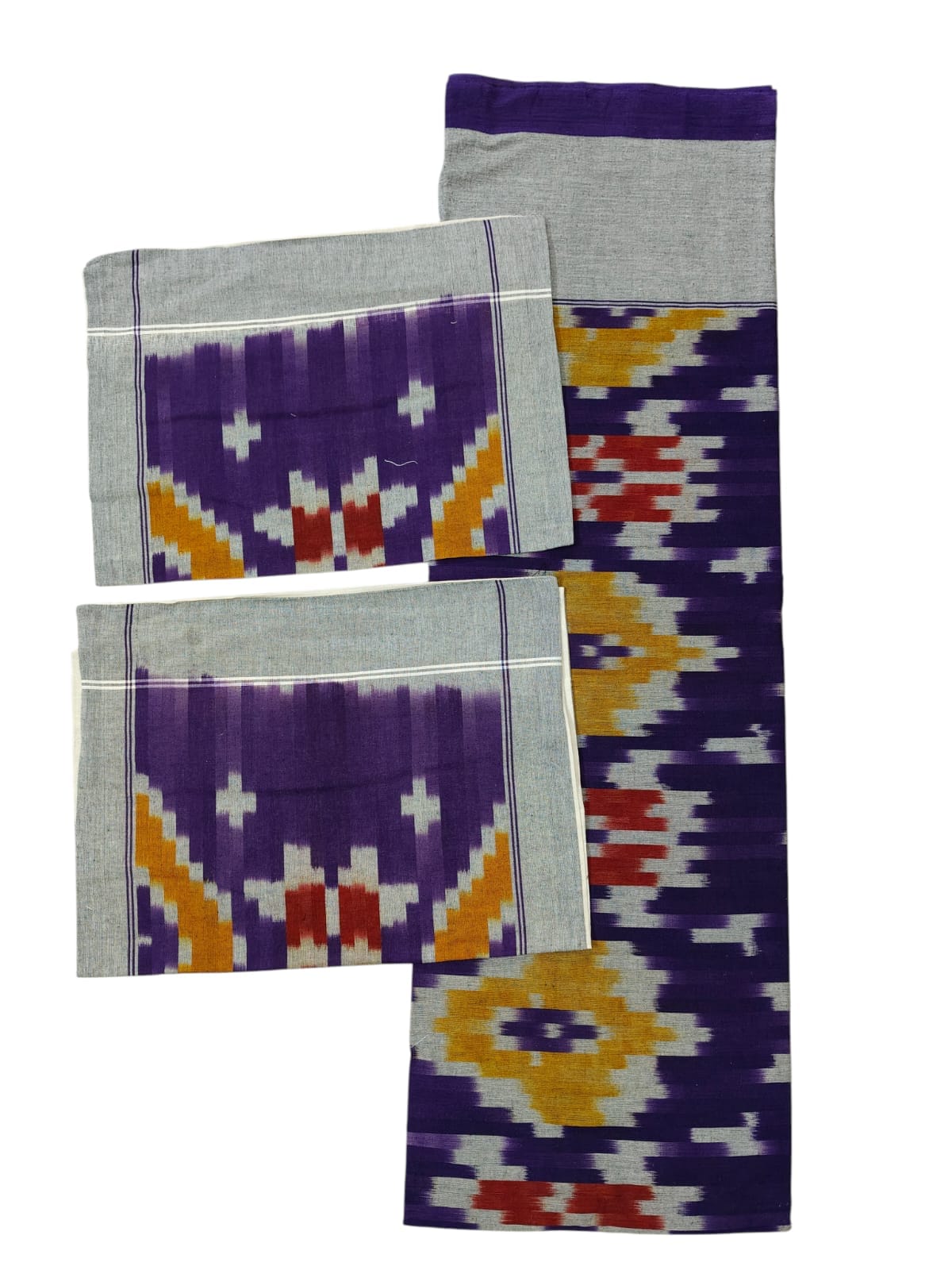 Royal Purple Multicolor Handwoven Ikat Cotton Bedsheet Set
