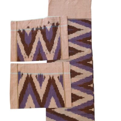 Brown & Lavender Chevron Handwoven Ikat Cotton Bedsheet Set