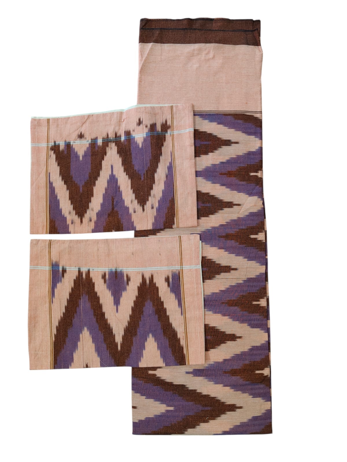 Brown & Lavender Chevron Handwoven Ikat Cotton Bedsheet Set